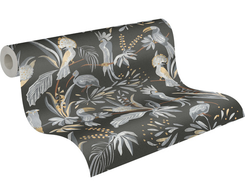 Behangrol met vogel- en plantmotief