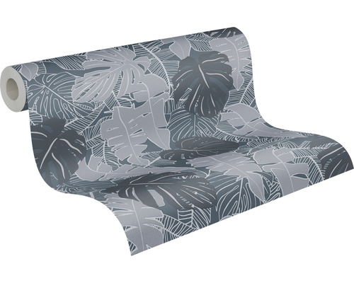 Rol behang met tropisch bladerpatroon