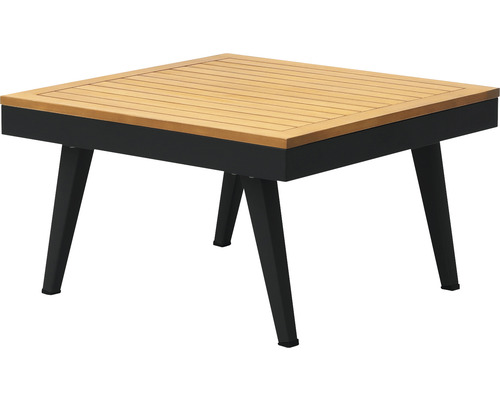 Vierkante tuintafel met houten latten en zwarte poten