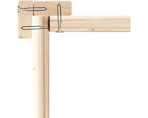 Houten frame bevestigd met schroeven