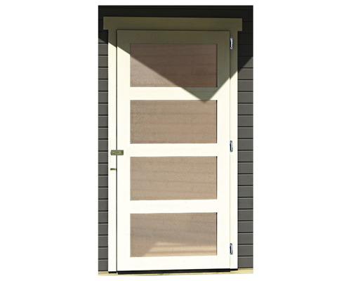 Houten deur met vier rechthoekige panelen voor tuinhuis of schuur