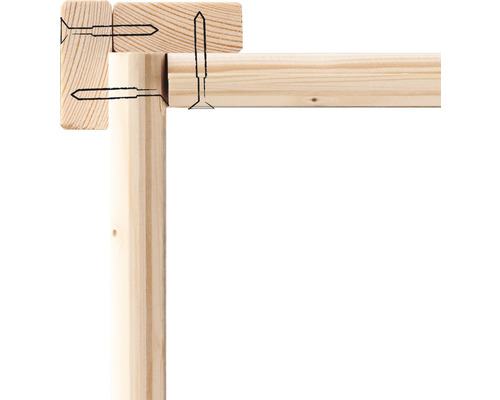 Houten frameconstructie met schroeven