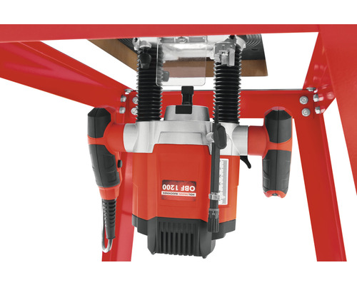 Holzmann Maschinen OBF 1200 bovenfrees gemonteerd op een freestafel
