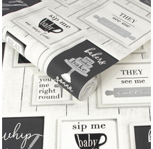 Vliesbehang 106631 Quotes keuken-thema zwart/wit