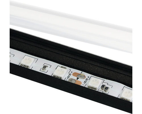 Ledstrip in zwarte houder met transparante afdekking