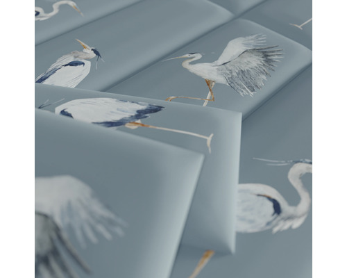 Close-up van tegels met reigerontwerpen