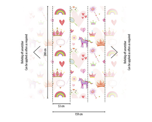 Behangpatroon met sprookjesmotieven, rapportbreedte 53 cm