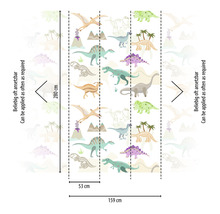 Behangpatroon met dinosaurussen en afmetingen 159 cm bij 280 cm