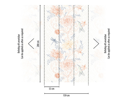 Afmetingen van het bloemenbehang