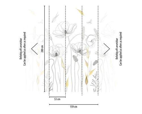 Papieren fotobehang met bloemmotief en afmetingen