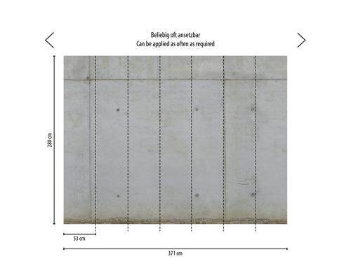 Betonnen wand met maataanduidingen