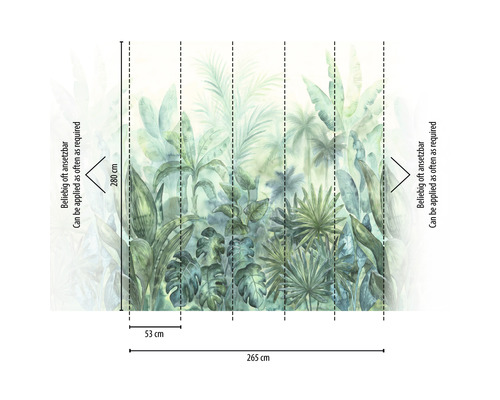 Behang met jungleprint en maataanduiding