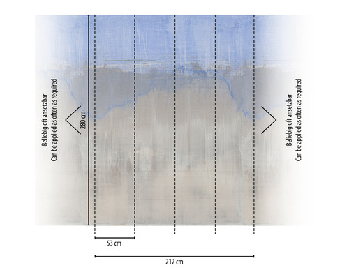 Behangpatroon met afmetingen 212 x 280 centimeter