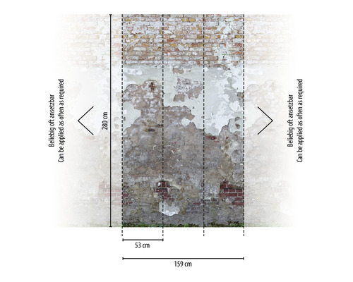 Afmetingen van een fotobehang met baksteenmotief