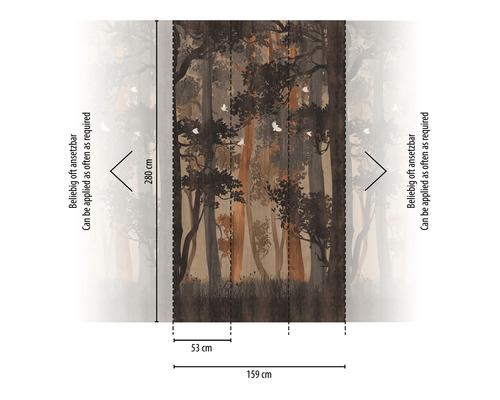 Fotobehang met bosmotief en afmetingen