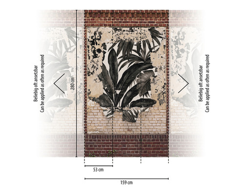 Fotobehang met plantenmotief, afmeting 280 bij 159 centimeter