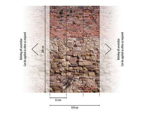 Fotobehang met metselwerklook, afmetingen 159 bij 280 centimeter