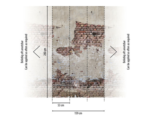 Fotobehang met metselwerk motief en maatvoering