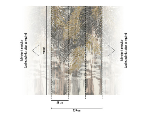 Fotobehang met palmmotief en maatvoering