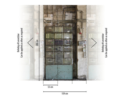 Afmetingen van een schakelkast met een breedte van 159 centimeter en een hoogte van 280 centimeter