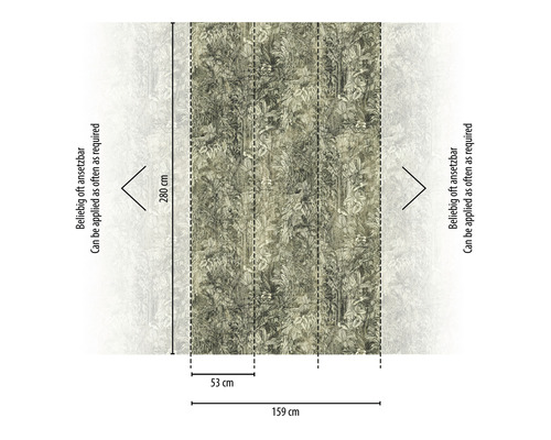 Behangpatroon met plantmotief en maatvoering