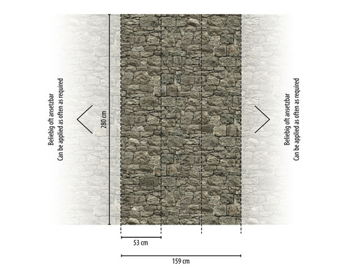 Afmetingen van een foto-behang met steenmotief