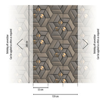 Behang met geometrisch 3D-design en afmetingen van 159 cm x 280 cm