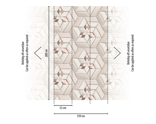 Behang met geometrisch patroon en maataanduidingen