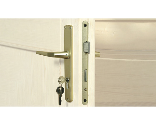 Deur met gemonteerd deurbeslag en sleutel