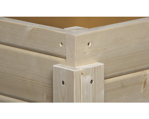 Detailweergave van een houten plantenbak