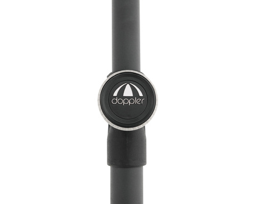 Doppler logo op een parasolstok