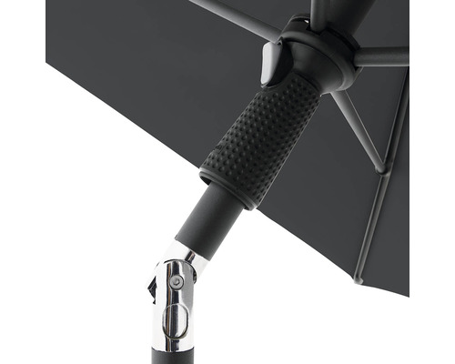 Detail van een parasol met knikmechanisme