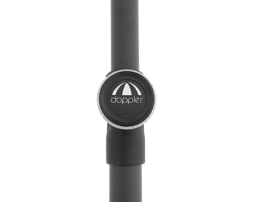 Doppler logo op een parasolstok