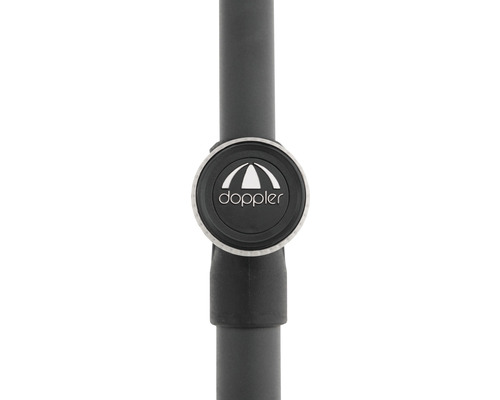 Doppler logo op een parasolstok
