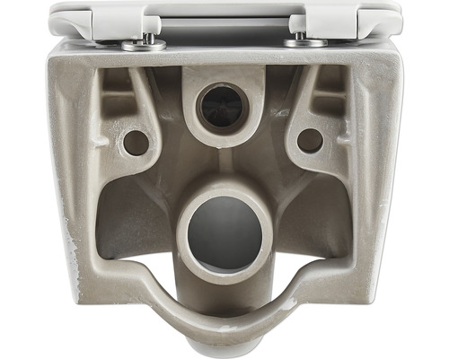 Onderkant van een wandcloset met toiletzitting