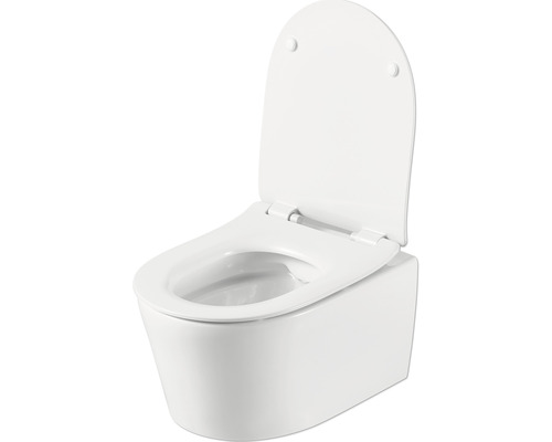 Wandcloset met diepe spoeling, open spoelrand en toiletzitting