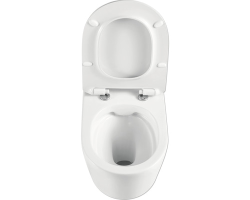 Wandcloset met diepspoeling, open spoelrand en toiletzitting