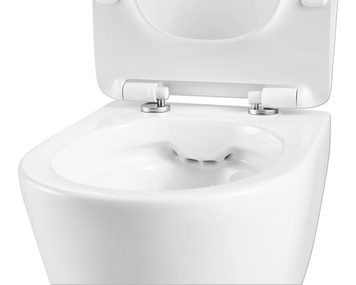 Wandcloset met diepe spoeling, open spoelrand en toiletzitting