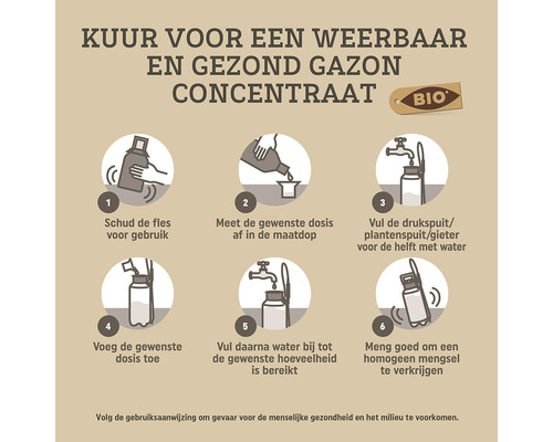 Instructies voor het maken van een gazonkuur concentraat mengsel