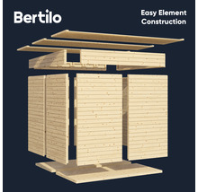 Bertilo tuinhuis bouwpakket met eenvoudige elementenconstructie.