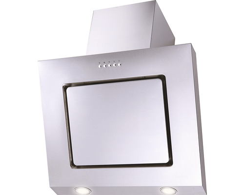 Roestvrijstalen afzuigkap met bedieningsknoppen en verlichting