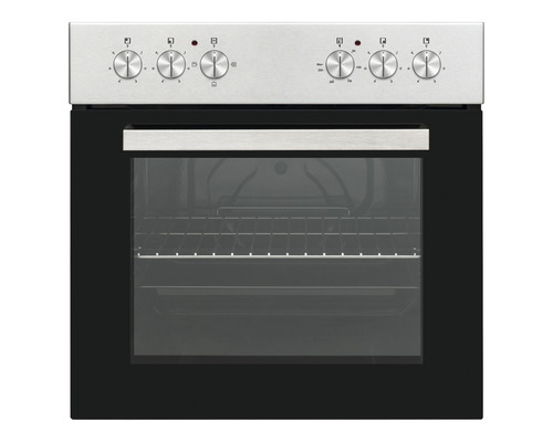 Inbouwoven met bedieningsknoppen en open ovendeur