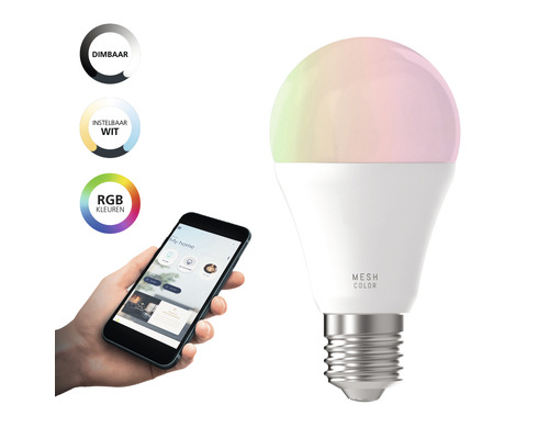 Slimme ledlamp met smartphonebediening om te dimmen en kleuren aan te passen.