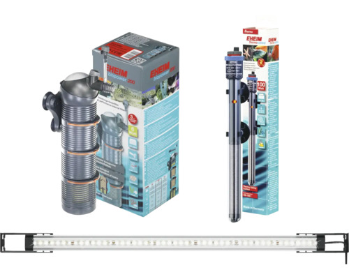 EHEIM binnenfilter, aquariumverwarming en led-lichtbalk voor aquaria