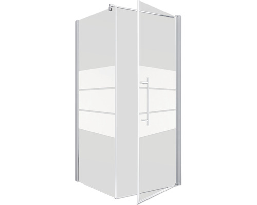 Hoekdouche met glazen voorzijde en deur