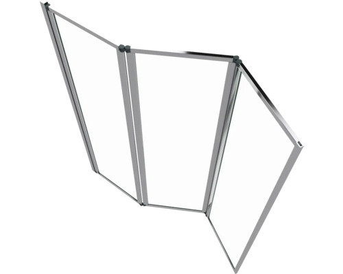 Driedelige douchewand met frame voor de badkamer