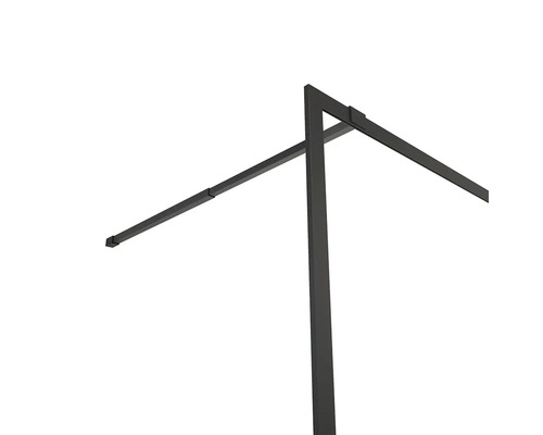 Detailaanzicht van een douchecabineconstructie met hoekige profielen