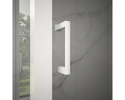 Douchecabine met handgreep en marmeren wand