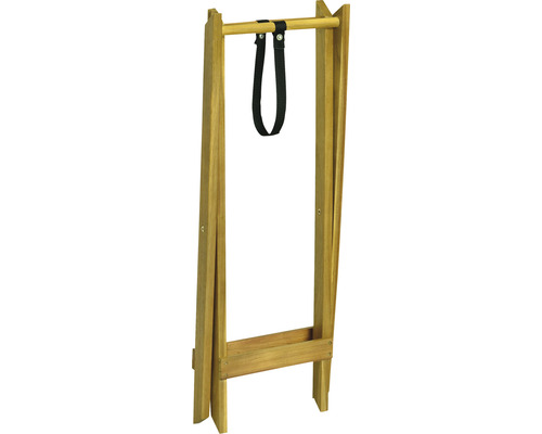 Opgevouwen houten wasrek met ophangsysteem