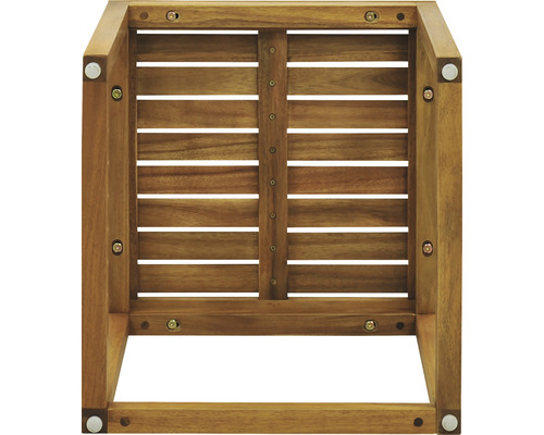 Onderkant van een houten stoel met lattenbodem en schroeven